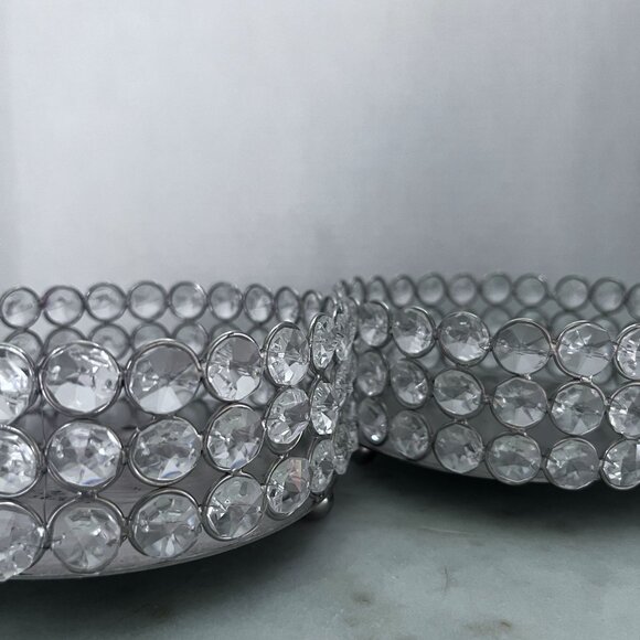 Wine Coasters Set Of 2 From Z Gallerie Clear Faceted Rhinestone Bling 6"x2.5" - Picture 9 of 16